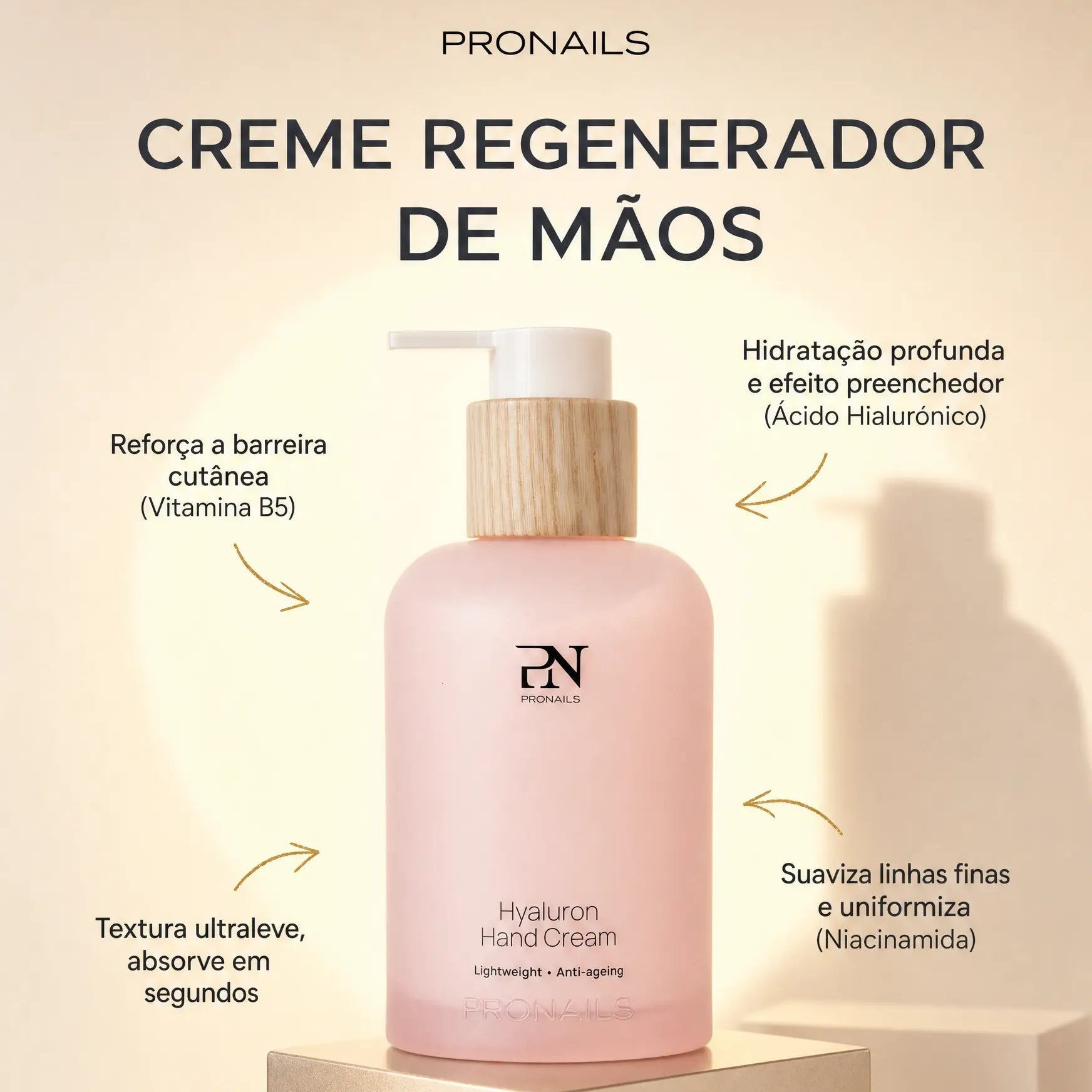 Creme Regenerador para Mãos com Ácido Hialurónico 250ml - PRONAILS